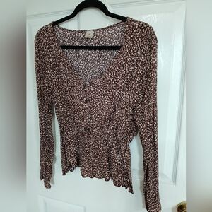 I Joah Floral Babydoll Y2k Cottagecore Fairy Grunge V Neck Blouse Large